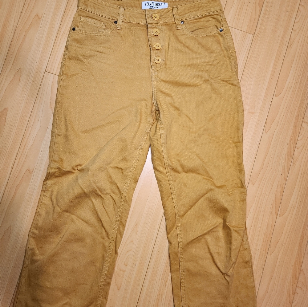Velvet Heart mustard yellow button fly jeans
